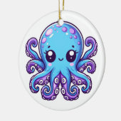 Cute blue octopus keramisch ornament (Links)
