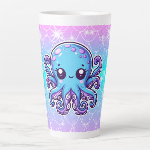 Cute blue octopus latte mok