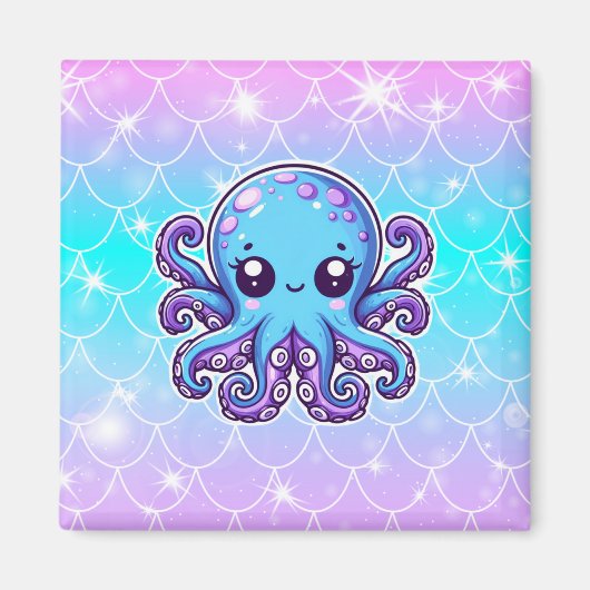 Cute blue octopus magneet (Voorkant)