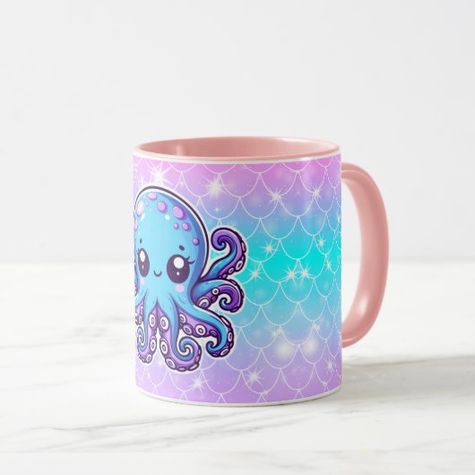 Cute blue octopus mok (Voorkant rechts)