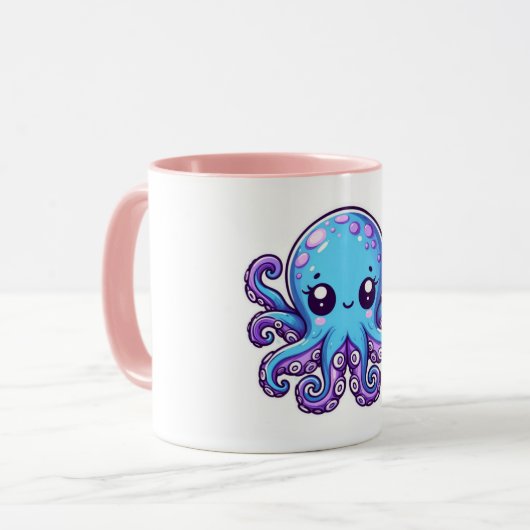 Cute blue octopus mok (Voorkant links)