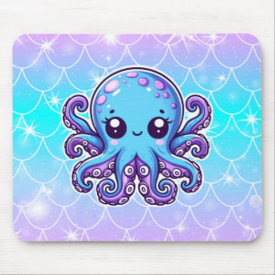 Cute blue octopus muismat