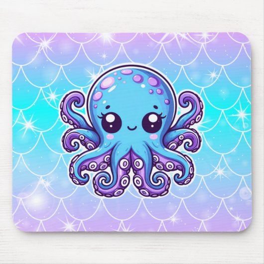 Cute blue octopus muismat (Voorkant)