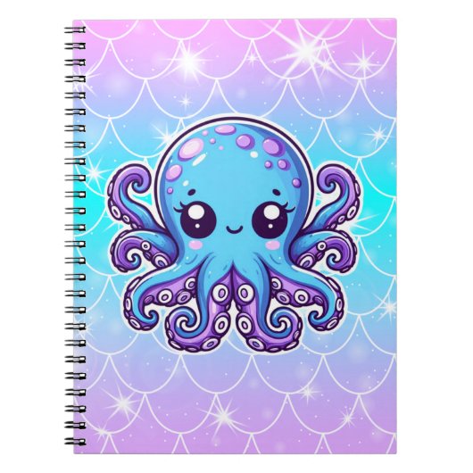 Cute blue octopus notitieboek (Voorkant)