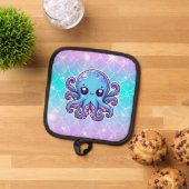 Cute blue octopus pannenlap (Top down)