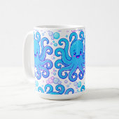 Cute Blue Octopus Pattern Coffee Mug Koffiemok (Voorkant links)