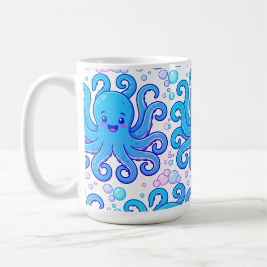 Cute Blue Octopus Pattern Coffee Mug Koffiemok (Links)