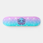Cute blue octopus persoonlijk skateboard (Horizontaal)
