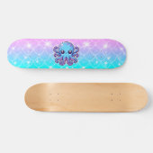 Cute blue octopus persoonlijk skateboard (Horizontaal)