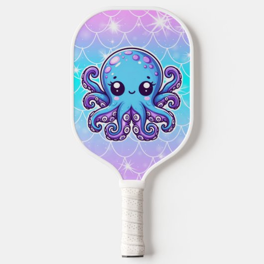 Cute blue octopus pickleball paddle (Voorkant)