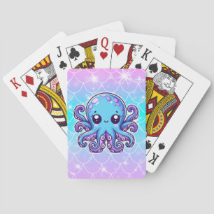 Cute blue octopus pokerkaarten