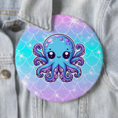 Cute blue octopus ronde button 6,0 cm (In situ)