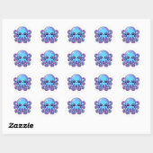 Cute blue octopus ronde sticker (Vel)