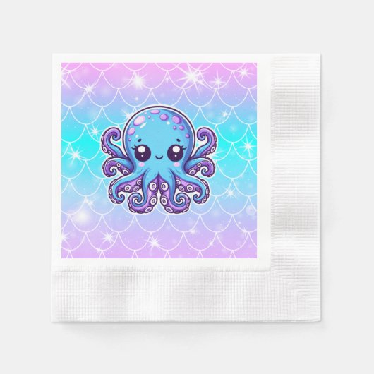Cute blue octopus servet (Voorkant)