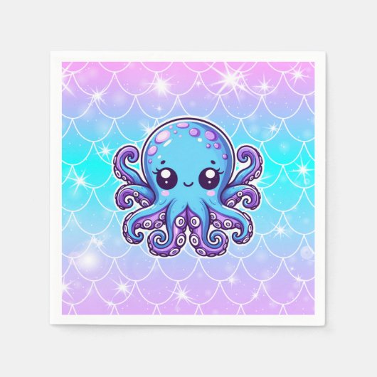 Cute blue octopus servet (Voorkant)