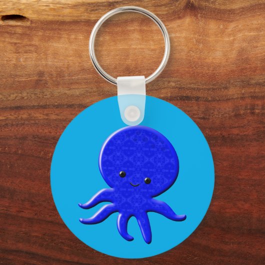 Cute Blue Octopus Sleutelhanger (Achterkant)