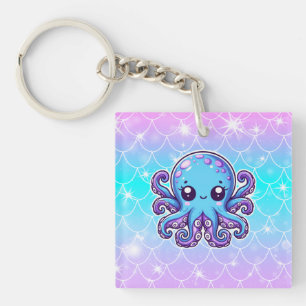Cute blue octopus sleutelhanger