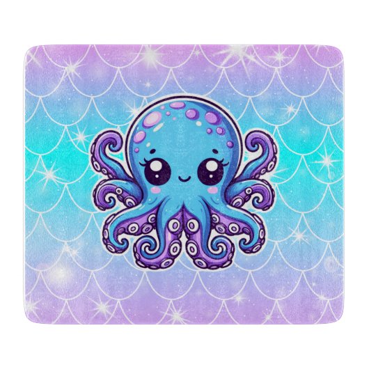 Cute blue octopus snijplank (Voorkant)