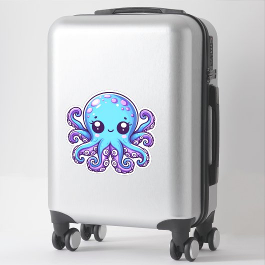 Cute blue octopus sticker (Koffer)