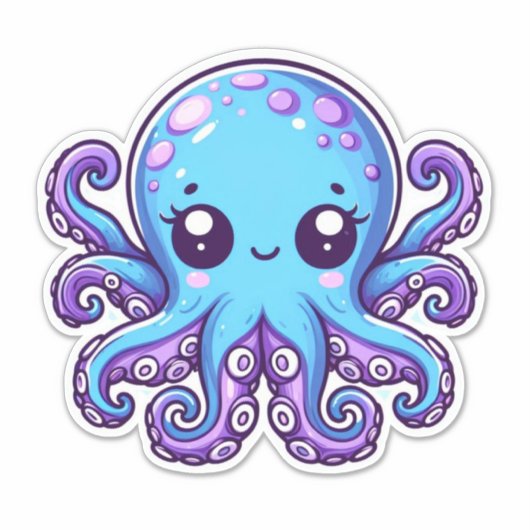 Cute blue octopus sticker (Voorkant)