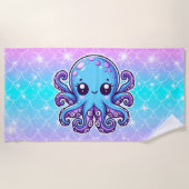 Cute blue octopus strandlaken (Voorkant)