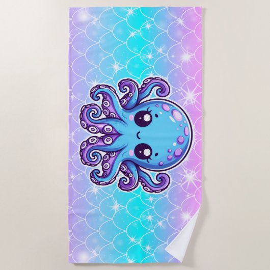 Cute blue octopus strandlaken (Voorkant)