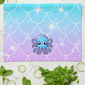 Cute blue octopus theedoek (Gevouwen)