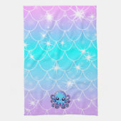 Cute blue octopus theedoek (Verticaal)