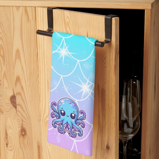 Cute blue octopus theedoek (Derde Gevouwen)