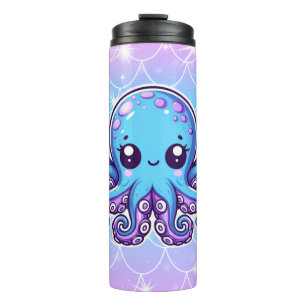 Cute blue octopus thermosbeker