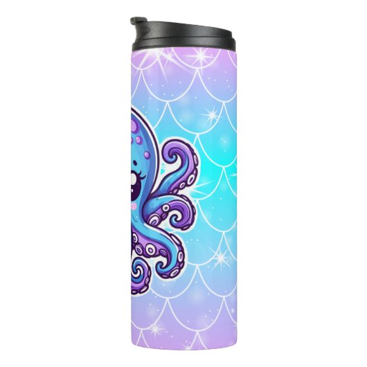 Cute blue octopus thermosbeker (Geroteerd rechts)