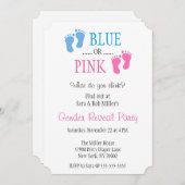 Cute Blue of Pink Footprint Gender onthullen Invit Kaart (Voorkant / Achterkant)