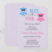 Cute Blue of Pink Owl Gender onthullen Invite Kaart (Voorkant / Achterkant)