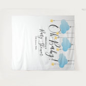 Cute Blue Oh Baby Shower Fotohokje Achtergrond Wandkleed (Voorkant (horizontaal))