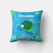 Cute Blue onder de Zee schildpad Kussen (Achterkant)