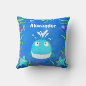 Cute Blue onder de Zee walvis Kussen (Achterkant)