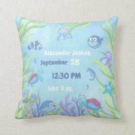 Cute Blue onder het Zee Baby Boy Nursery Kussen