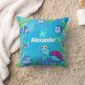 Cute Blue onder het Zee Baby Boy Nursery Throw P Kussen (Deken)