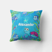 Cute Blue onder het Zee Baby Boy Nursery Throw P Kussen (Achterkant)