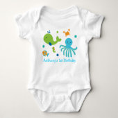 Cute Blue onder het Zee Birthday Romper (Voorkant)