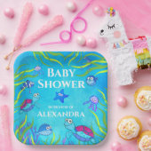 Cute Blue onder het Zee Boy Baby shower Napkins Cl Papieren Bordje (Feest)
