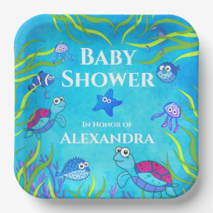 Cute Blue onder het Zee Boy Baby shower Napkins Cl Papieren Bordje