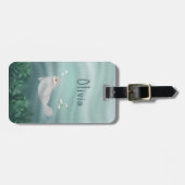 Cute Blue onder het Zee Ocean Seal Kinder Bagagelabel (Voorkant horizontaal)