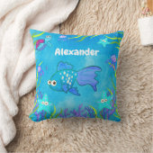 Cute Blue onder het Zee Vis en Starfish Kussen (Deken)
