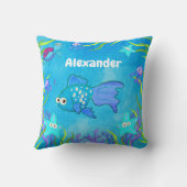 Cute Blue onder het Zee Vis en Starfish Kussen (Achterkant)