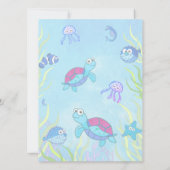 Cute Blue onder Zee Boy Baby shower Invitation (Achterkant)