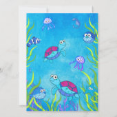 Cute Blue onder Zee Boy Baby shower Invitation (Achterkant)