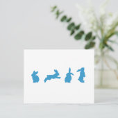 Cute Blue op White Rabbits Briefkaart (Staand voorkant)