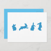 Cute Blue op White Rabbits Briefkaart (Voorkant / Achterkant)