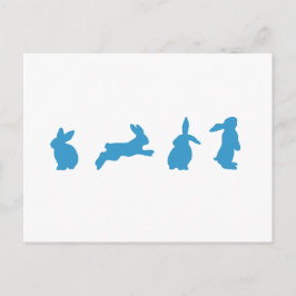 Cute Blue op White Rabbits Briefkaart
